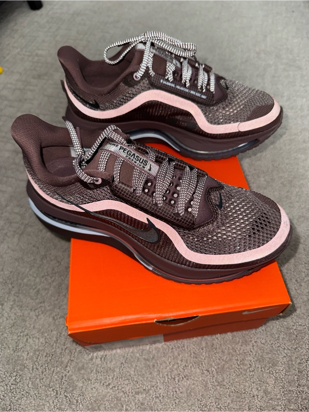 Nike Women’s Athletic Running Shoes — Brown with Pink Trim